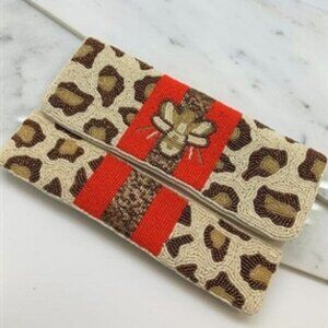 Bee Envelope Leopard Black-Pink Clutch Bag